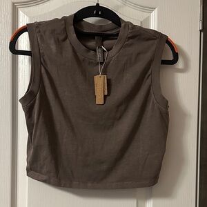 SKIMS Brown Sleeveless Crop Top